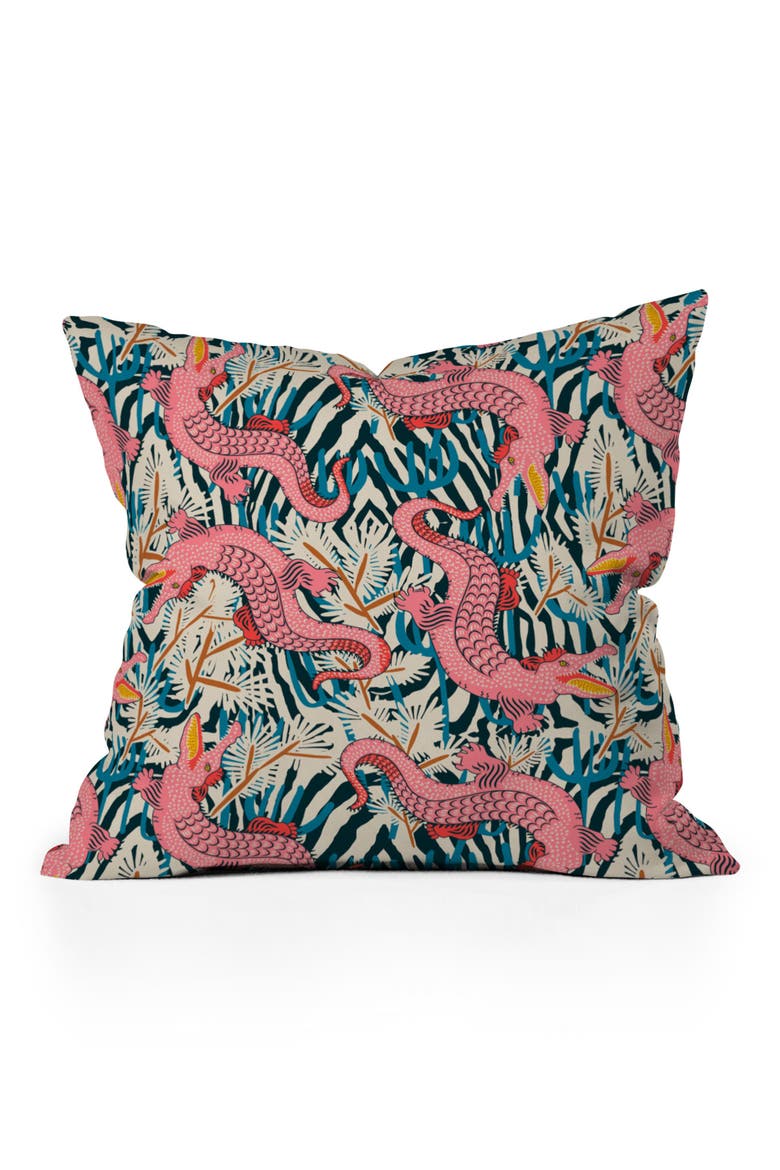 Bazaar Cosmica Gator Throw Pillow, Main, color, PINK