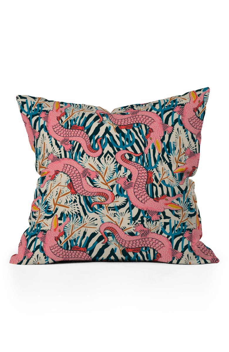 Deny Designs Bazaar Cosmica Gator Throw Pillow, Main, color, Pink