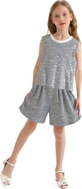 Tulleen Sequin Sleeveless Shorts Set