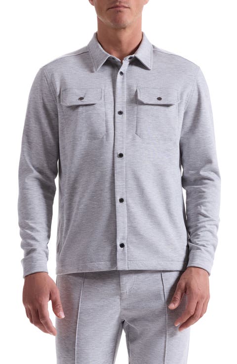 Heathered Kint Snap-Up Shirt Jacket