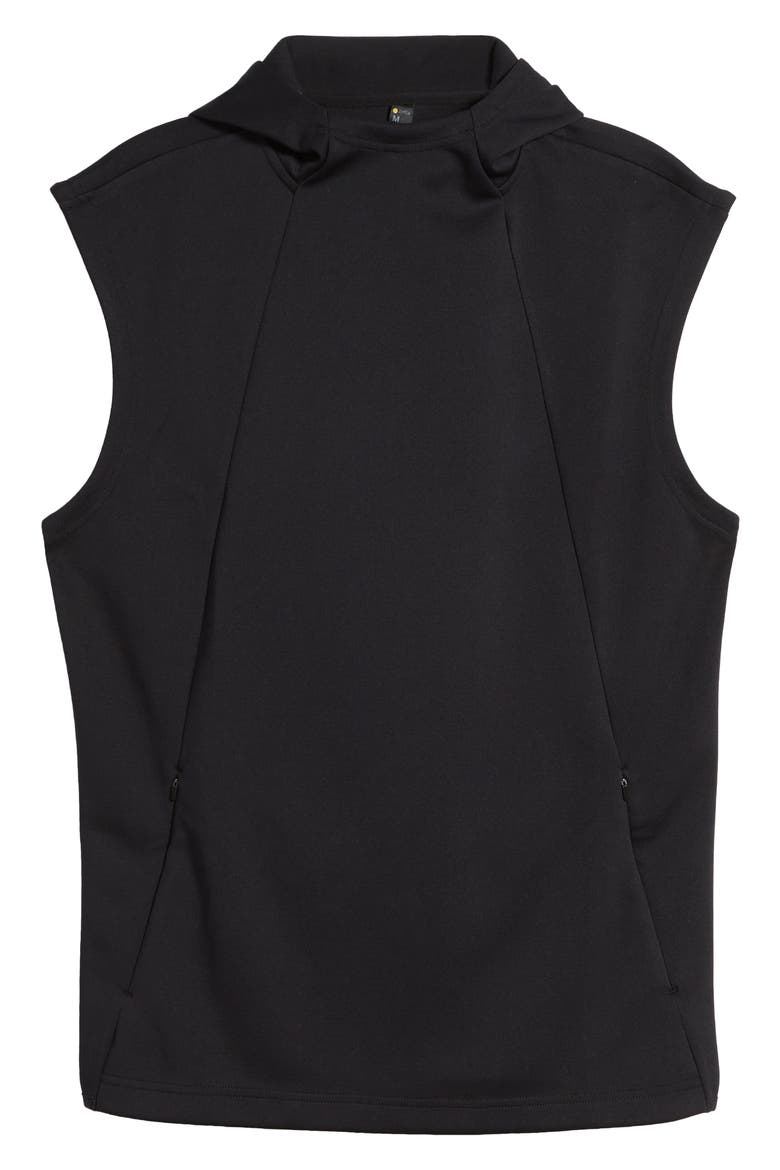 Arch Sleeveless Hoodie, Alternate, color, BLACK