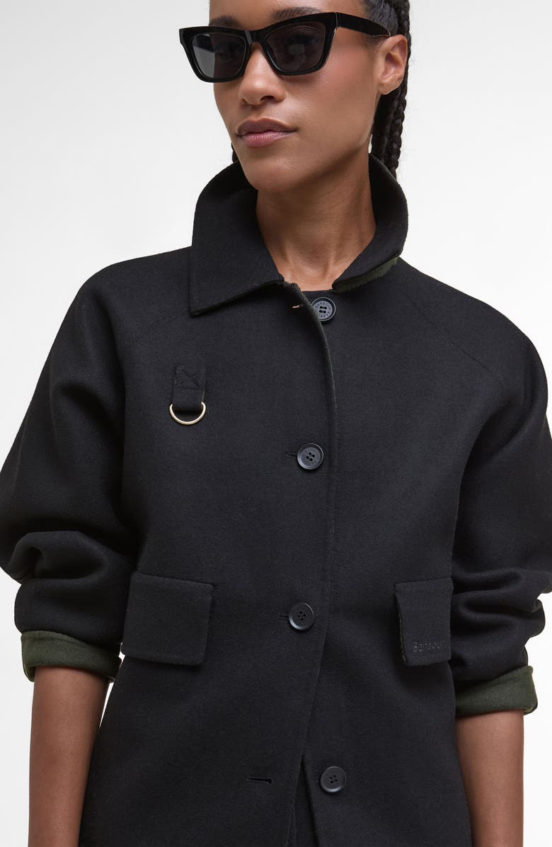 Barbour Leonie Wool Blend Overshirt, Alternate, color, Black