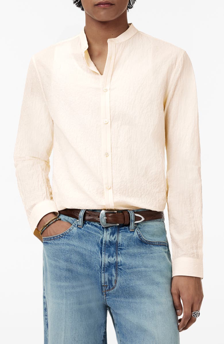 John Varvatos Zigzag Stitch Button-Up Shirt, Main, color, Twine