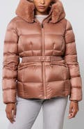 The Recycled Planet Company Lux Faux Fur Lined Water Resistant Recycled Nylon Down Puffer Jacket