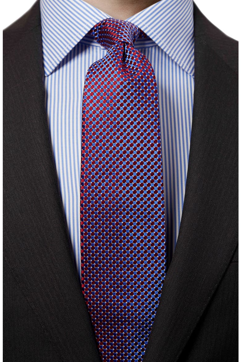 Microdot Silk Tie, Alternate, color, PINK/BLUE