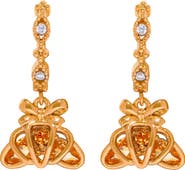 Girls Crew Cubic Zirconia Croissant Dangle Hoop Earrings
