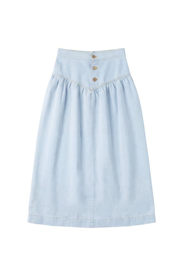 Girls Long V-Yoke Denim Skirt, Main, color, Light Denim Wash