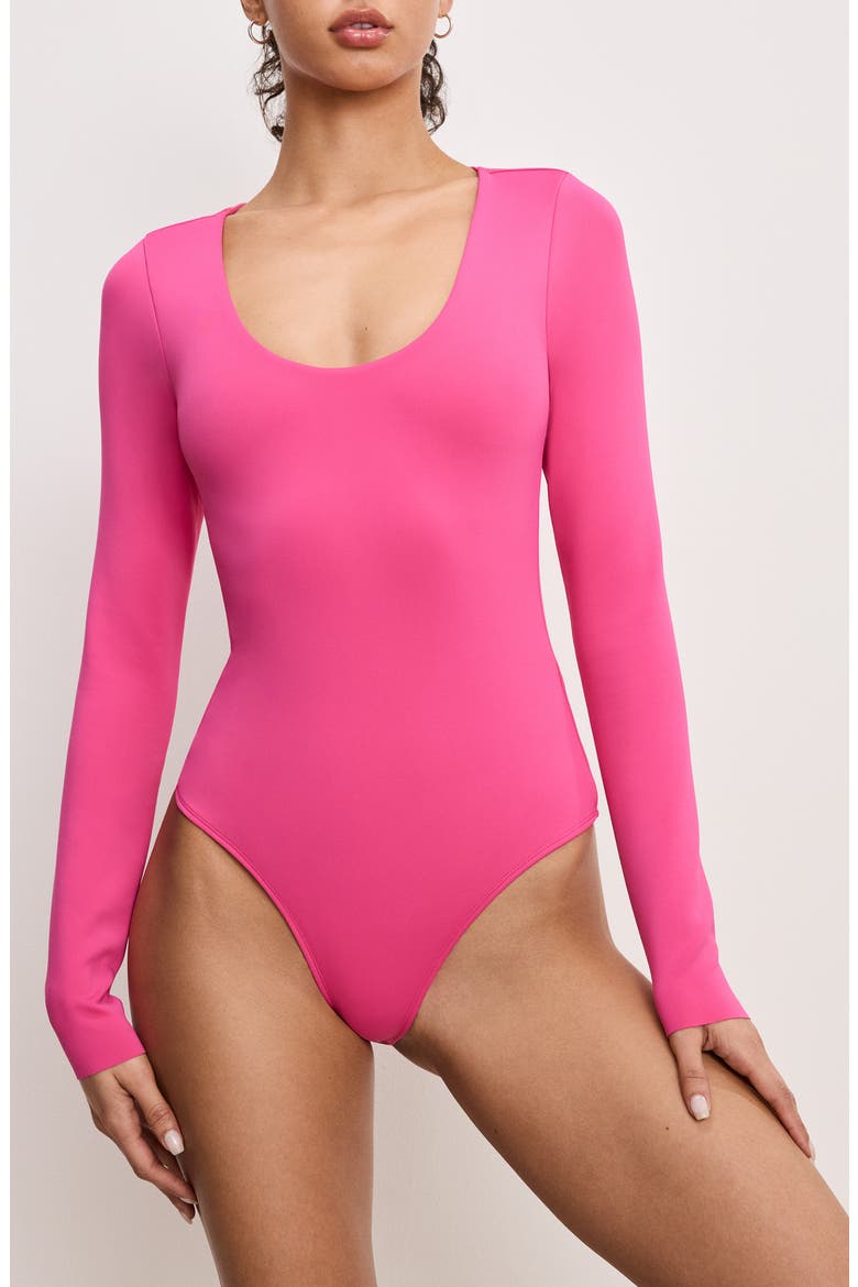 Sculpting Scoop Neck Bodysuit, Alternate, color, BALLERINA PINK004