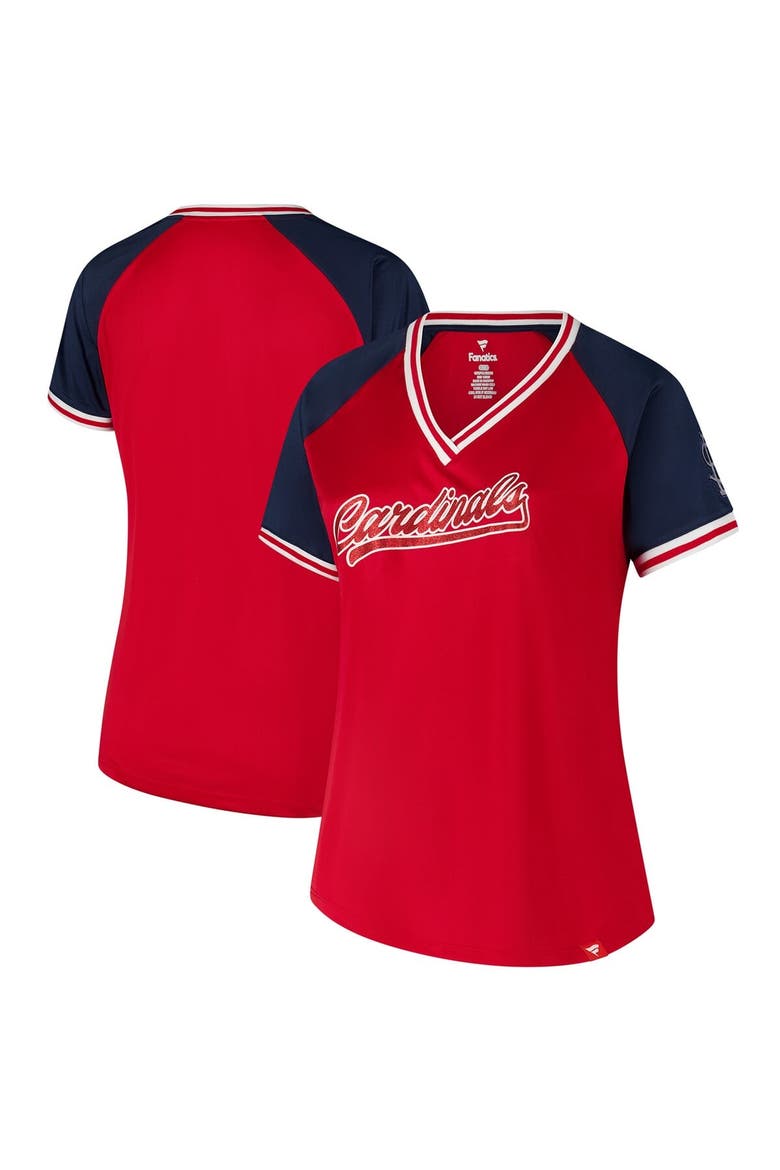 Women's Profile Red St. Louis Cardinals Plus Size Crossover V-Neck T-Shirt, Main, color, Red