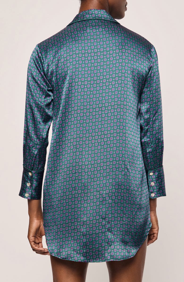 Petite Plume Medallion Pattern Mulberry Silk Nightgown, Alternate, color, 