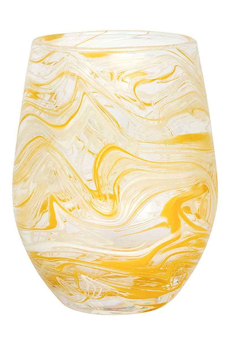 Puro Marbled Stemless Wine Glass, Main, color, YELLOW