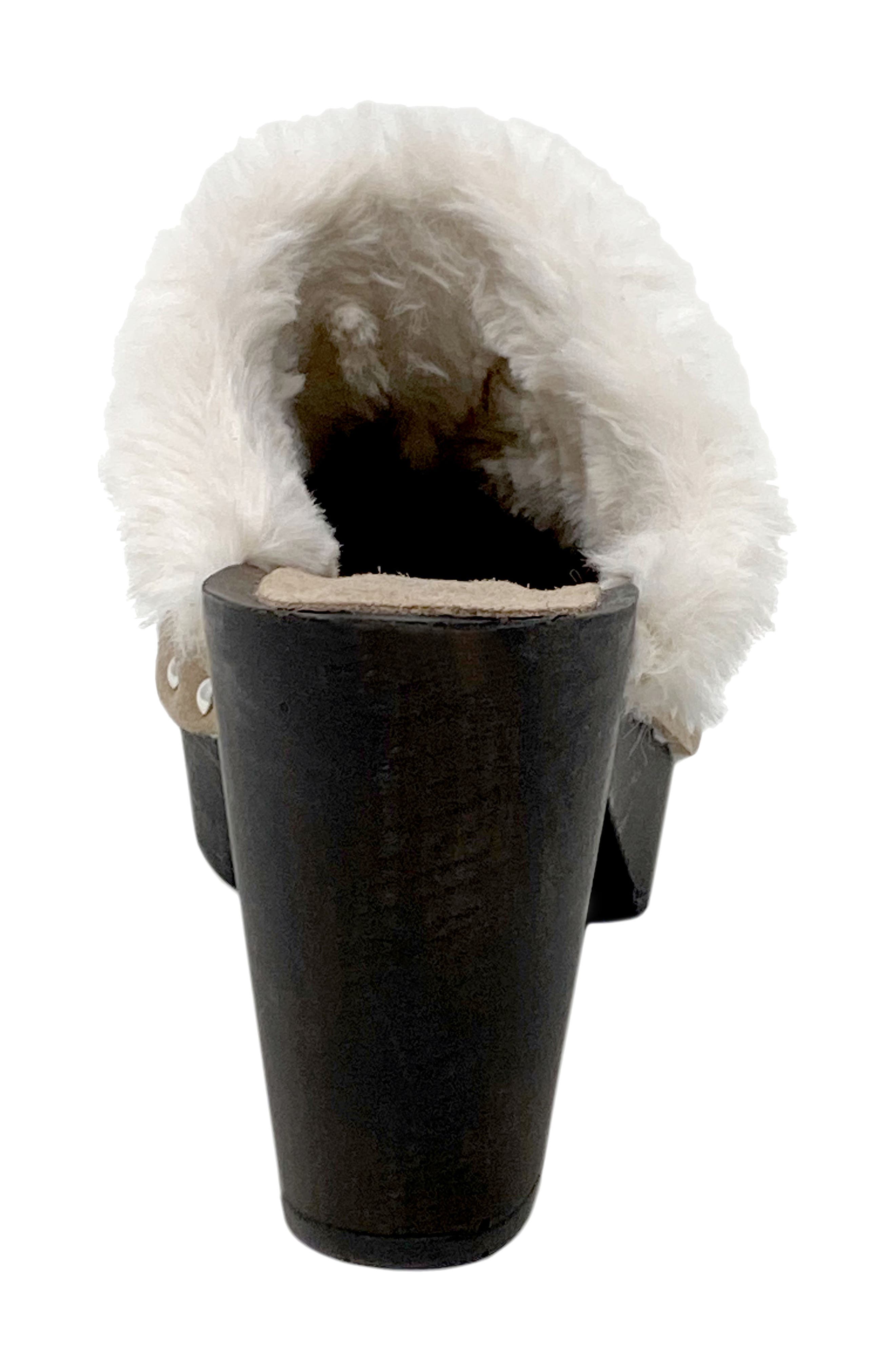 Limited Faux Fur Clog, Alternate, color, TAUPE SUEDE