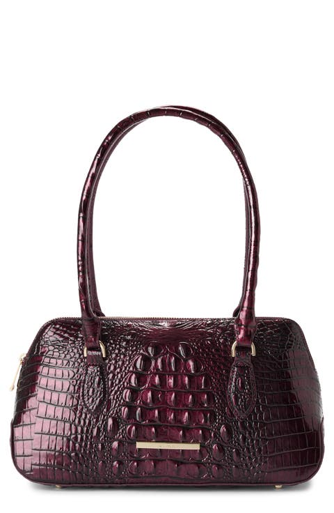 Jennifer Croc Embossed Leather Shoulder Bag