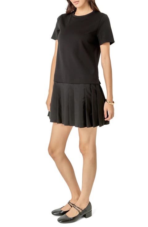 Mixed Media Pleated Minidress