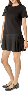 English Factory Mixed Media Pleated Minidress