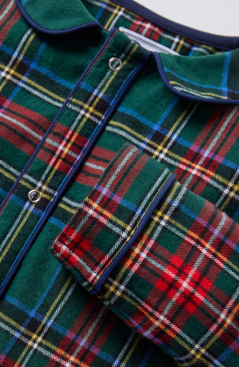 Petite Plume Cambridge Tartan One-Piece Brushed Twill Pajamas, Alternate, color, Green
