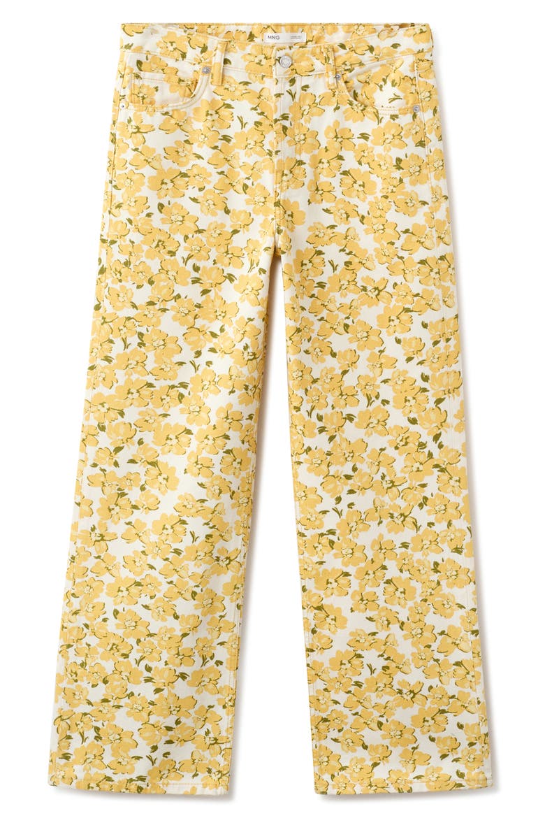 Floral Straight Leg Jeans, Alternate, color, YELLOW