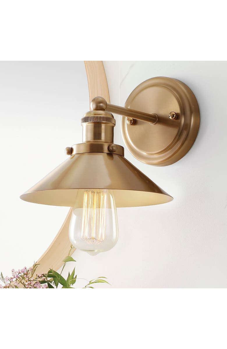 JONATHAN Y July Metal Shade Sconce, Alternate, color, Brass Gold