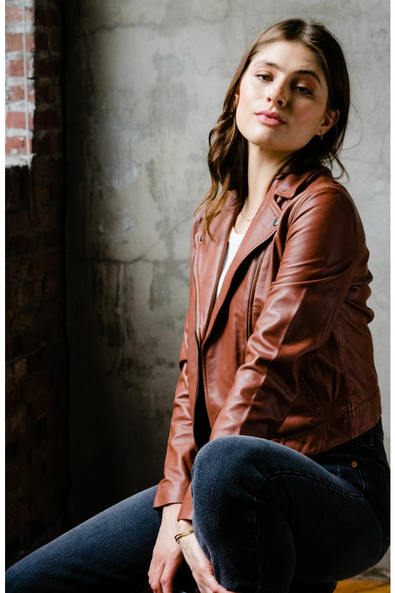 Maha Leather Jacket, Alternate, color, Whiskey