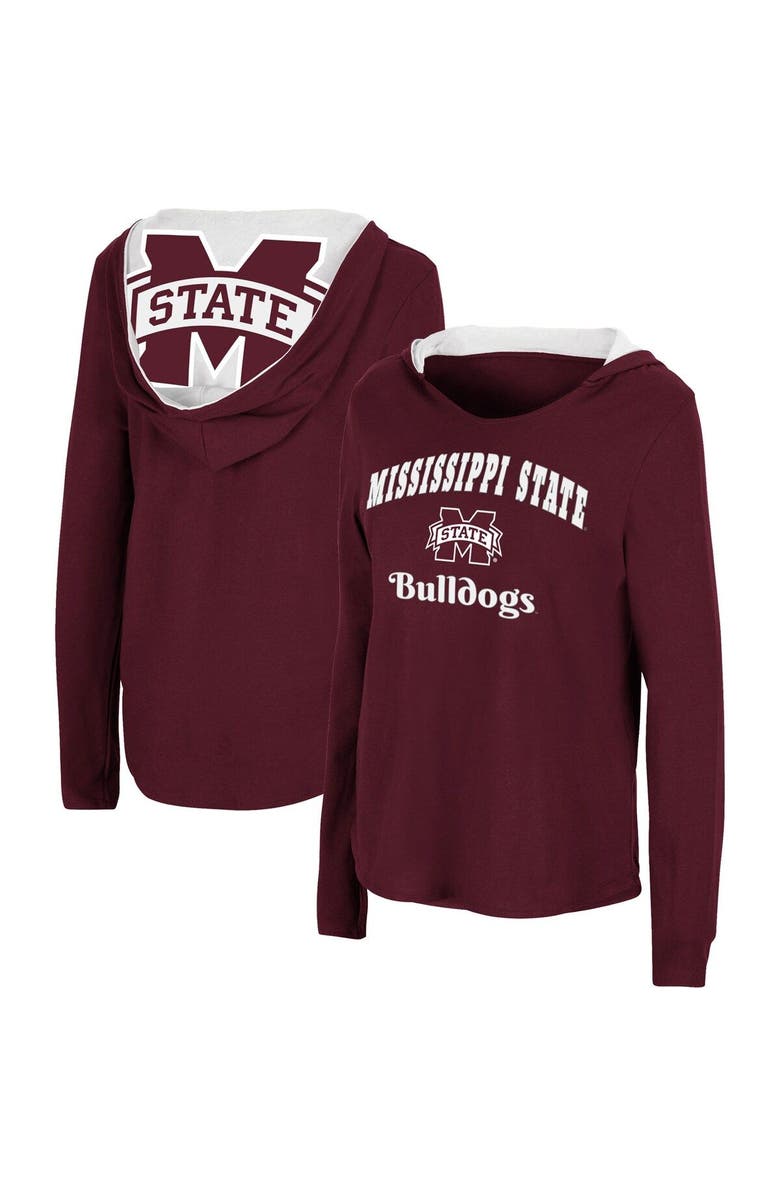 COLOSSEUM Women's Colosseum Maroon Mississippi State Bulldogs Catalina Hoodie Long Sleeve T-Shirt, Main, color, Maroon