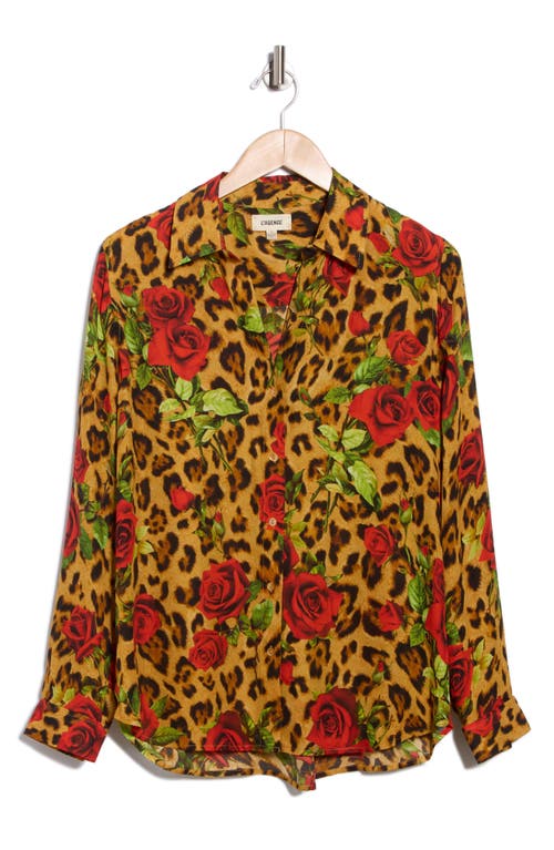 L Agence Nina Long Sleeve Blouse Multi Leopard Romantic Rose In Multi