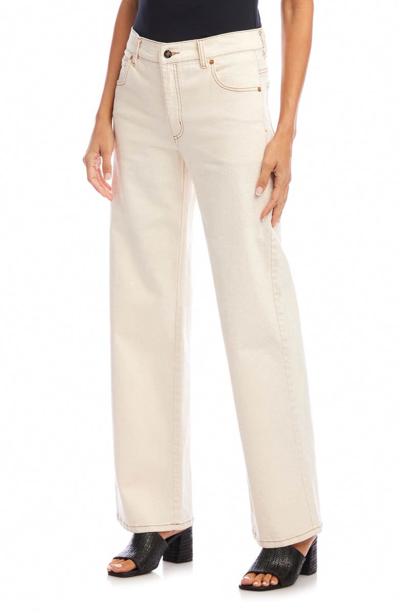 Karen Kane High Waist Wide Leg Jeans, Alternate, color, Natural