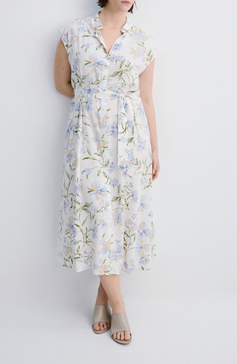 Floral Print Midi Shirtdress (Plus)