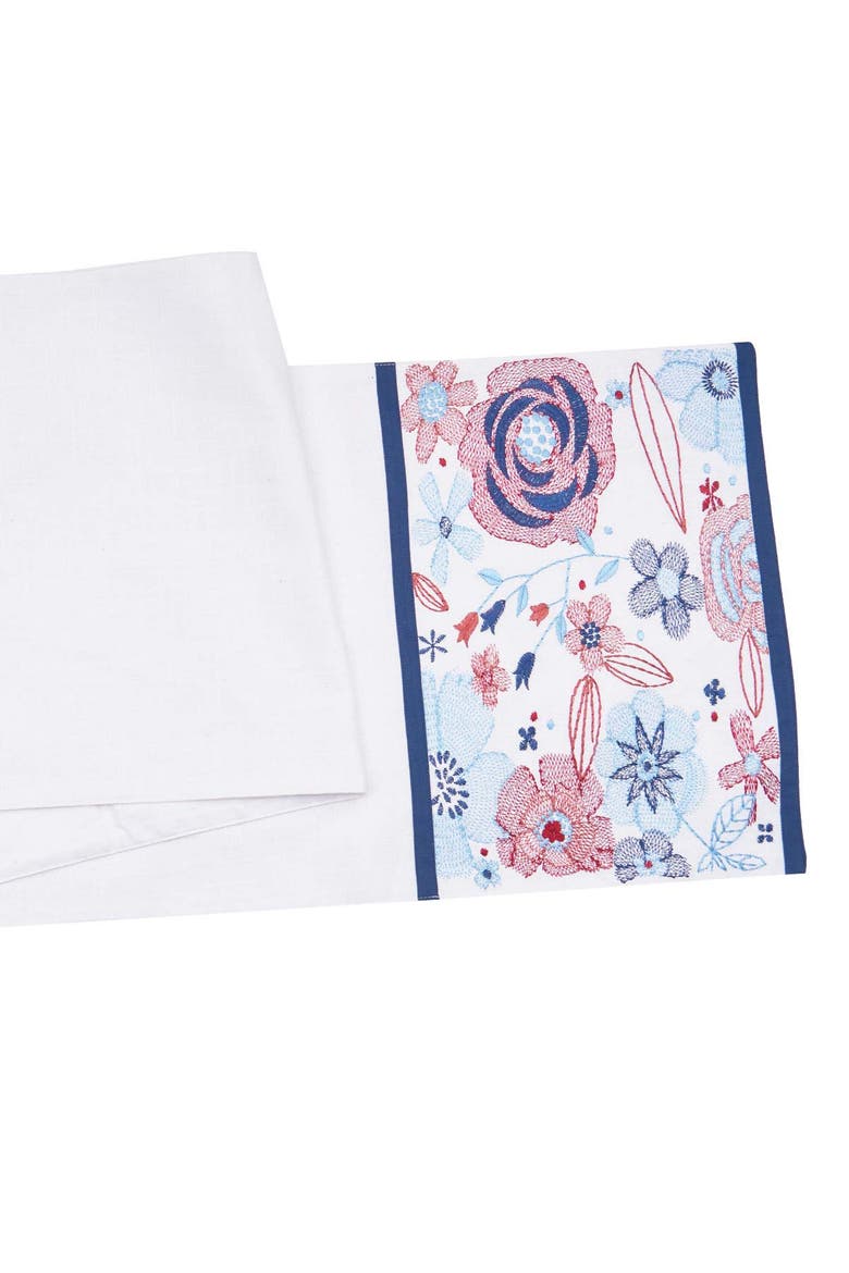 Patriotic Floral 100% Cotton Table Runner 14" x 72", Alternate, color, Red