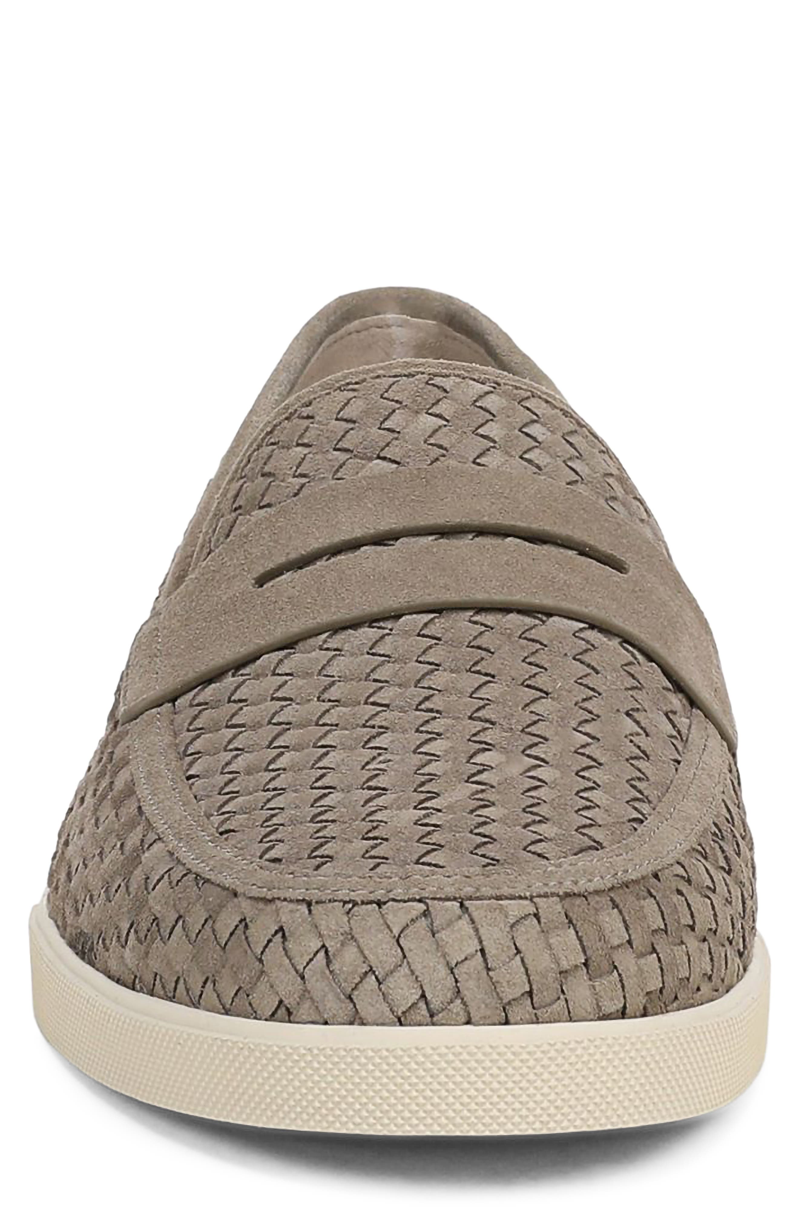 Vince Santino Woven Suede Penny Loafer, Alternate, color, Flint