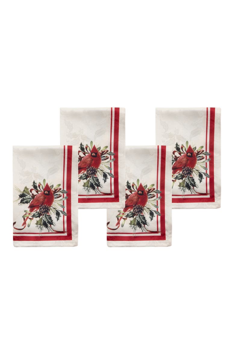 Holiday Winter Greetings Napkins Set of 4, Multicolor - 19"W x 19"L, Main, color, Multicolor
