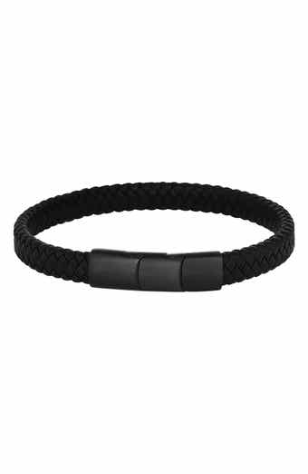 GEOFFREY BEENE Men's Woven Leather Bracelet
