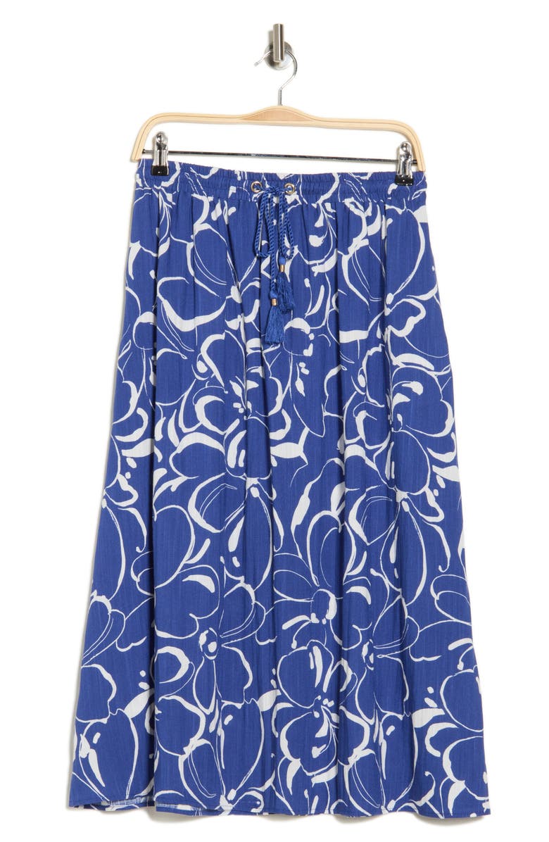 Gemma + Jane Casula Floral A-Line Skirt, Alternate, color, Indigo/ Ivory