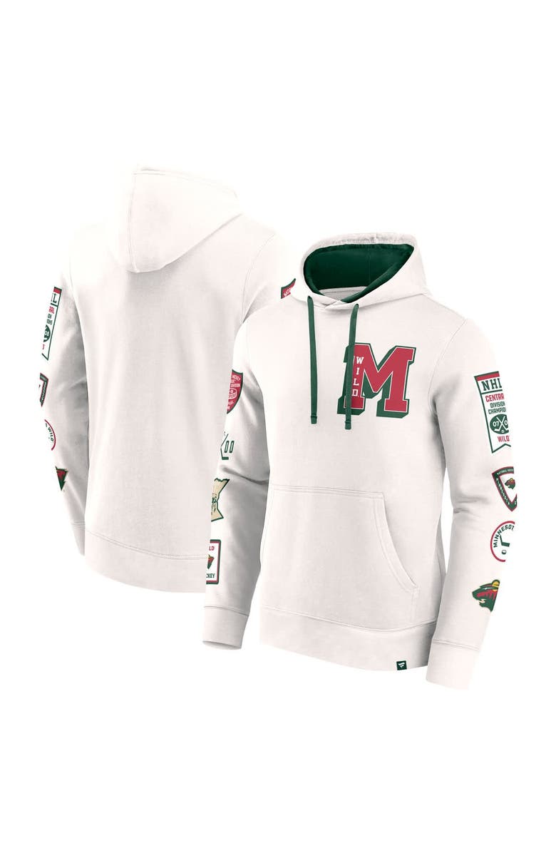 FANATICS Men's Fanatics White Minnesota Wild Letterman Fleece Pullover Hoodie, Main, color, 