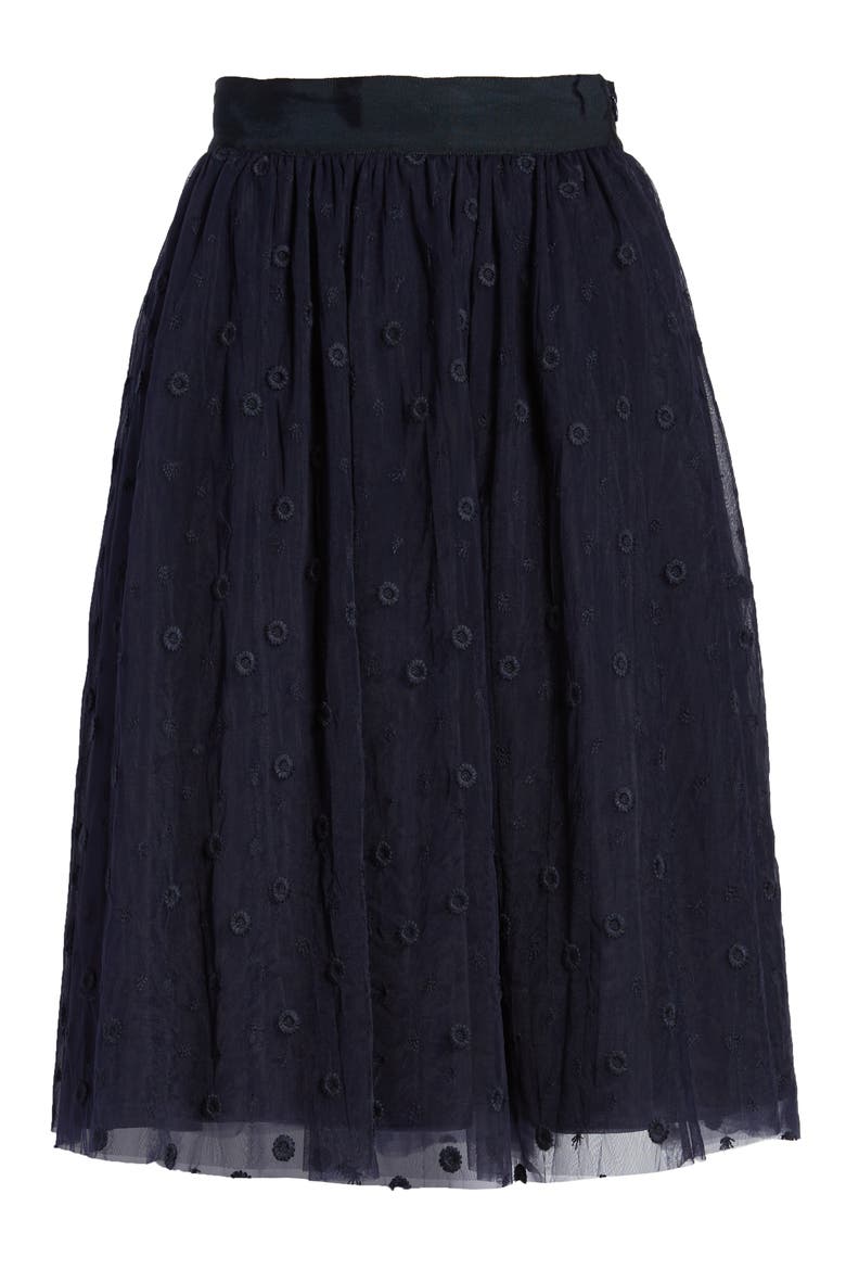 Embroidered Tulle Skirt, Alternate, color, NAVY NIGHT