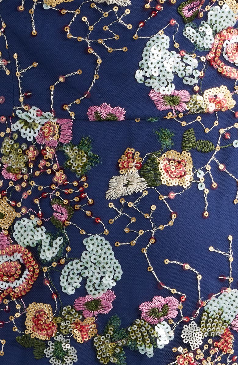 Sam Edelman Floral Sequin Strapless Midi Dress, Alternate, color, Navy