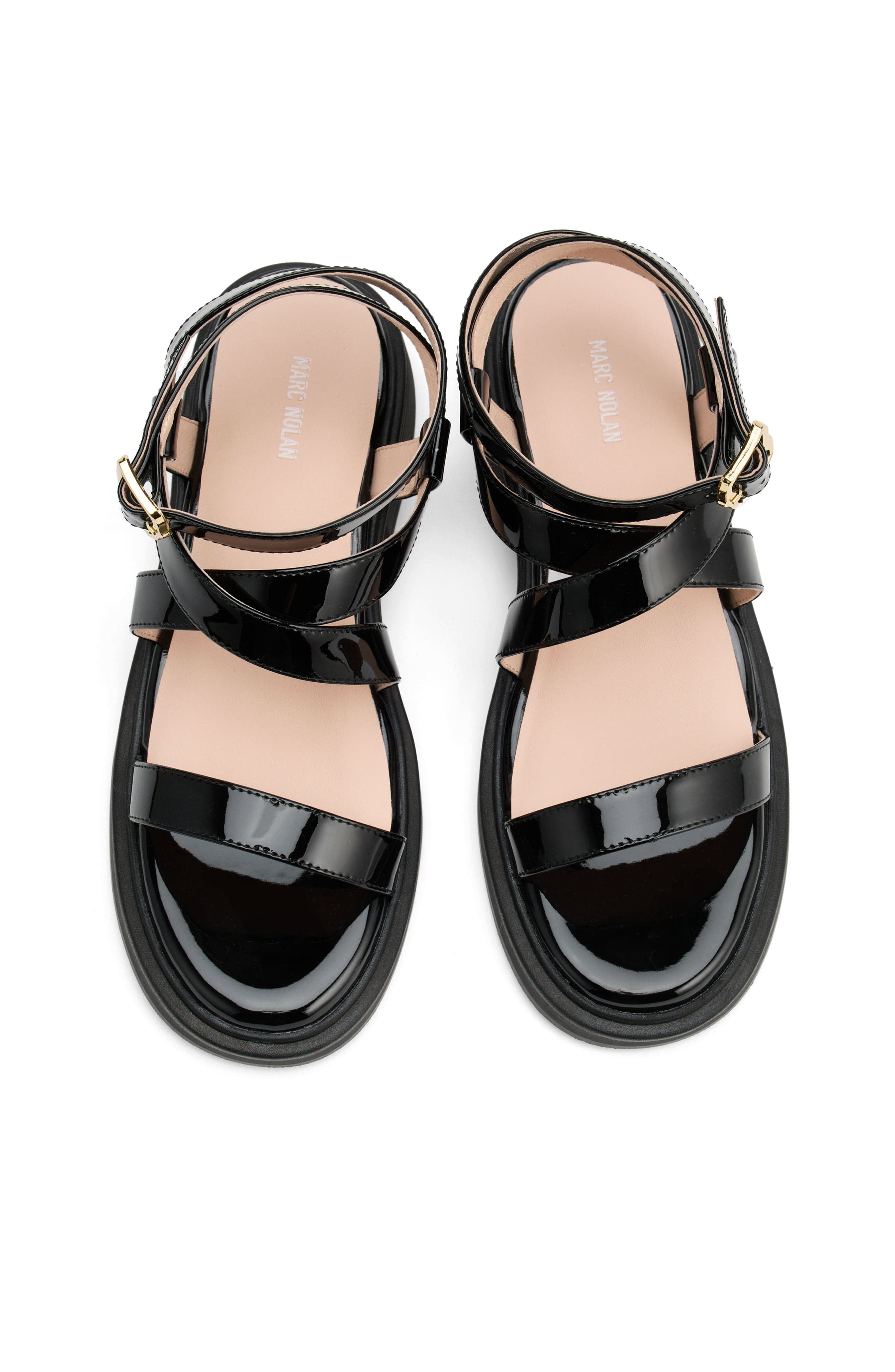 MARC NOLAN Adriana Strappy Block Heel Sandal, Alternate, color, Black Patent