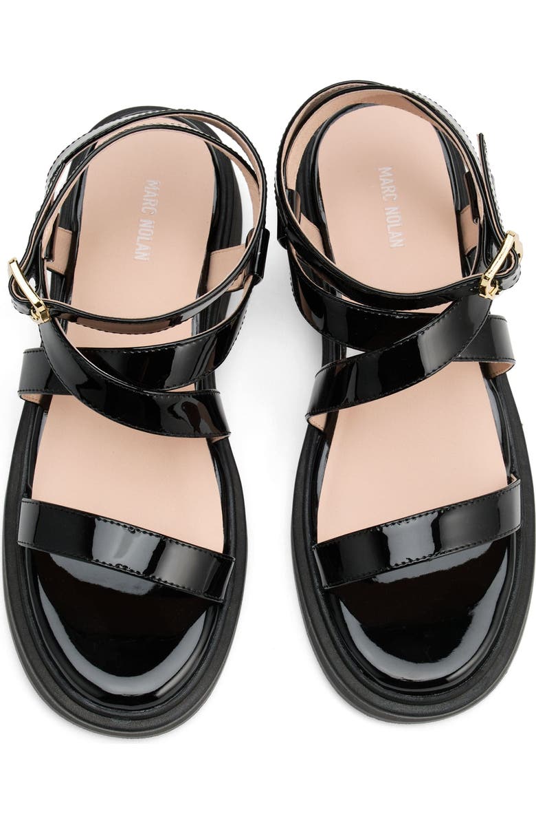 MARC NOLAN Adriana Strappy Block Heel Sandal, Alternate, color, Black Patent