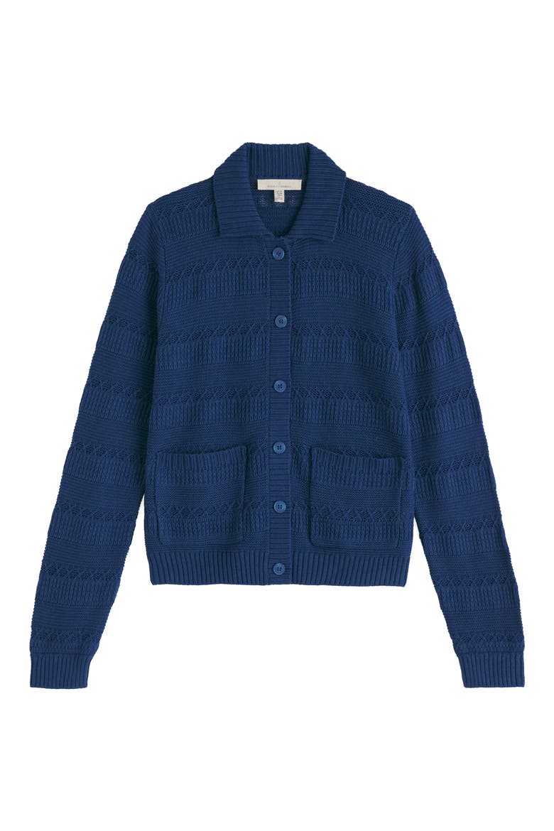 Nut Lane Collared Organic Cotton Cardigan, Alternate, color, KNIT MELANGE DARK VOYAGE
