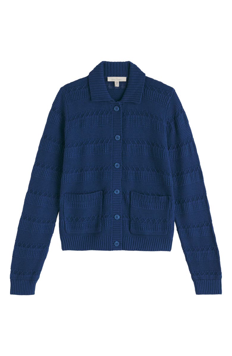 Seasalt Cornwall Nut Lane Collared Organic Cotton Cardigan, Alternate, color, Knit Melange Dark Voyage