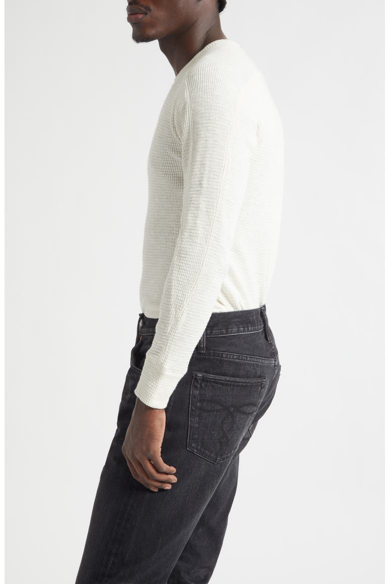 Waffle Stitch Long Sleeve Cotton Crewneck T-Shirt, Alternate, color, PAPER WHITE