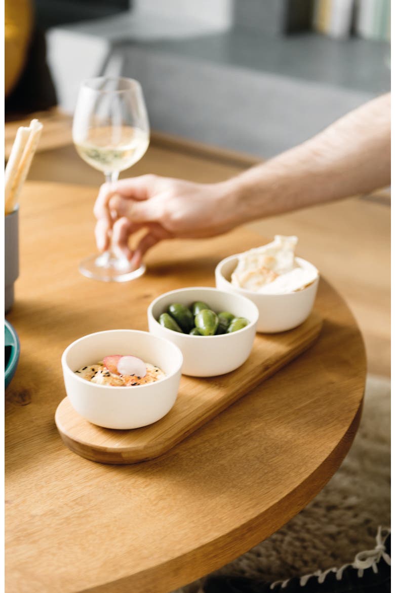 Leo 4-Piece Bowl & Bamboo Tray Set, Alternate, color, BEIGE