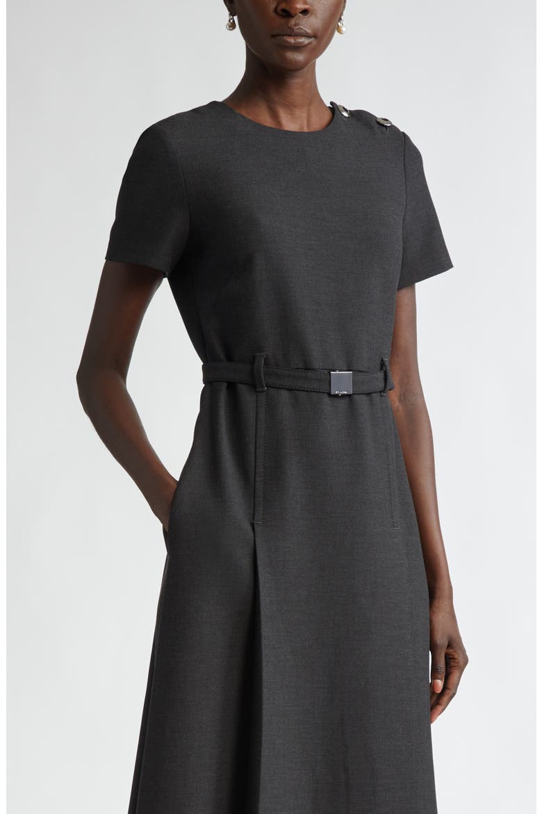 Luxe Ponte Belted A-Line Dress, Alternate, color, DARK HEATHER GREY