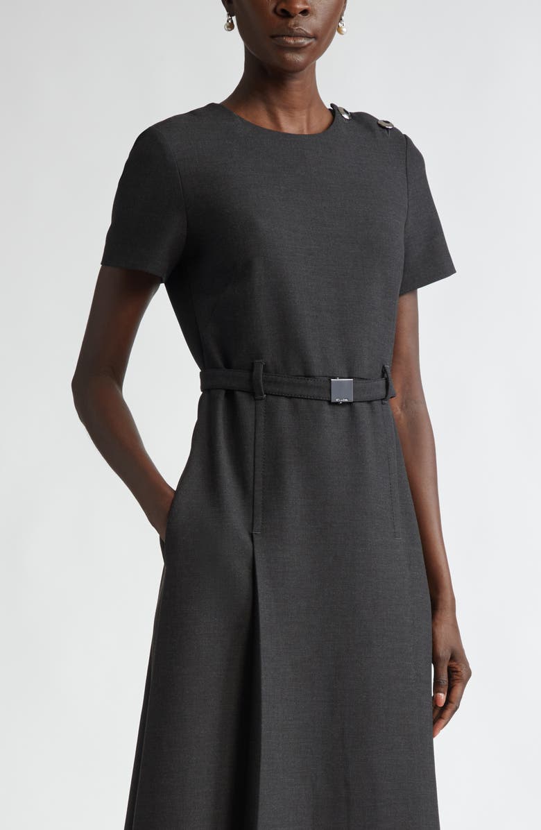 ST. JOHN Luxe Ponte Belted A-Line Dress, Alternate, color,