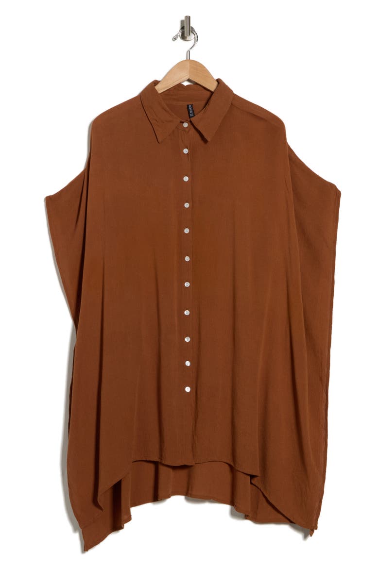 Sharkbite Button-Up Coverup, Alternate, color, CAPPACHINO
