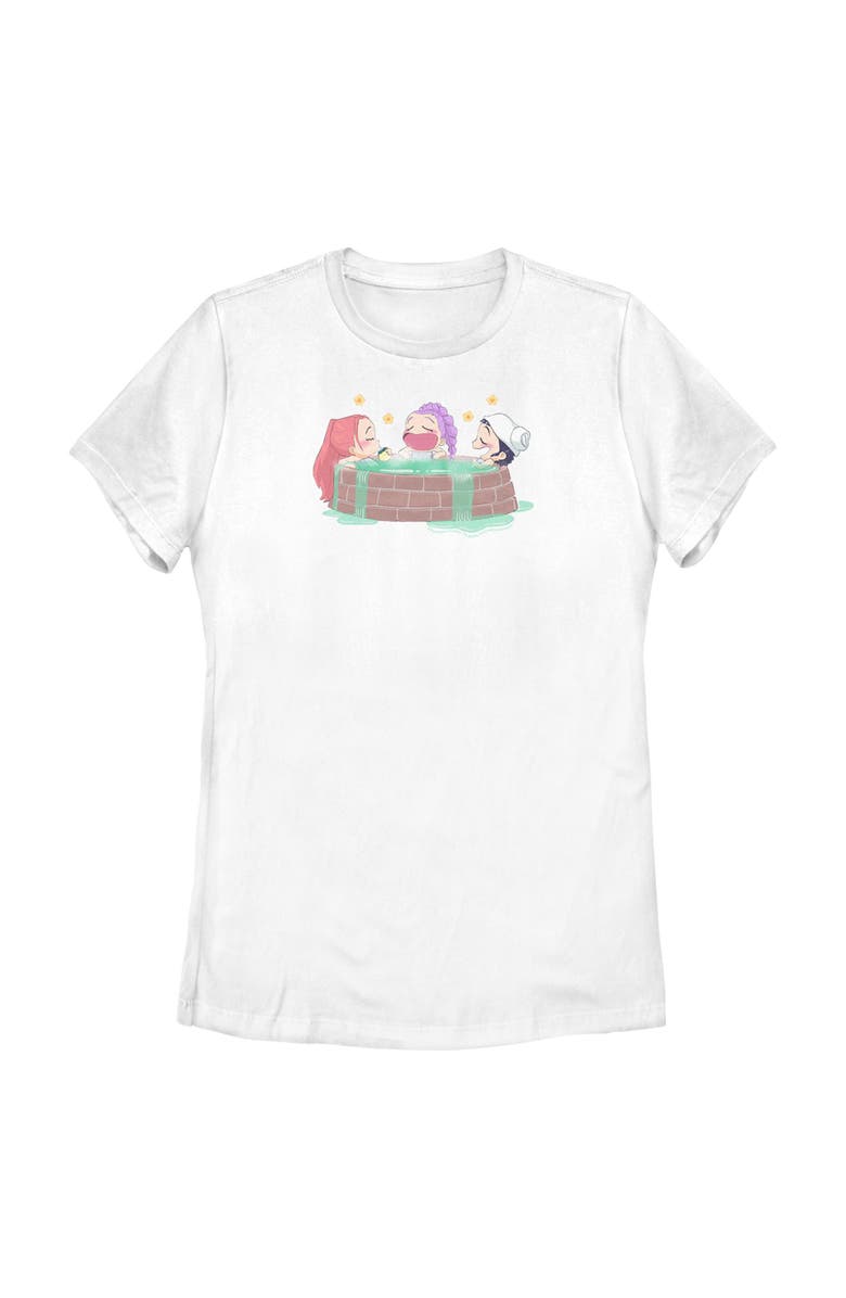 KPop Demon Hunters Women's KPop Demon Hunters Rumi, Mira and Zoey Relaxing Graphic T-Shirt, Main, color, White