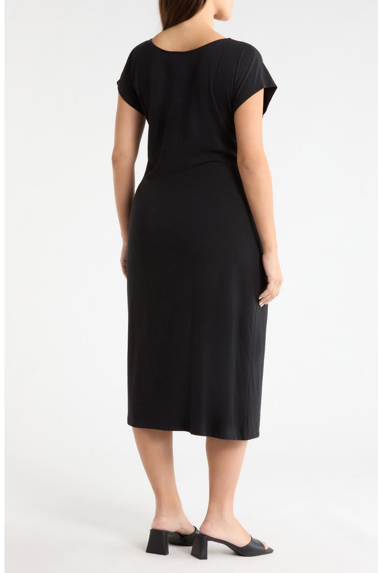 Twist Cotton Blend Knit Midi Dress, Alternate, color, BLACK