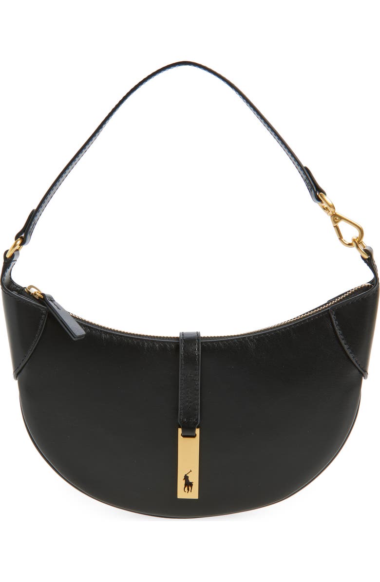 Polo Ralph Lauren Mini Polo ID Leather Shoulder Bag, Main, color, Black