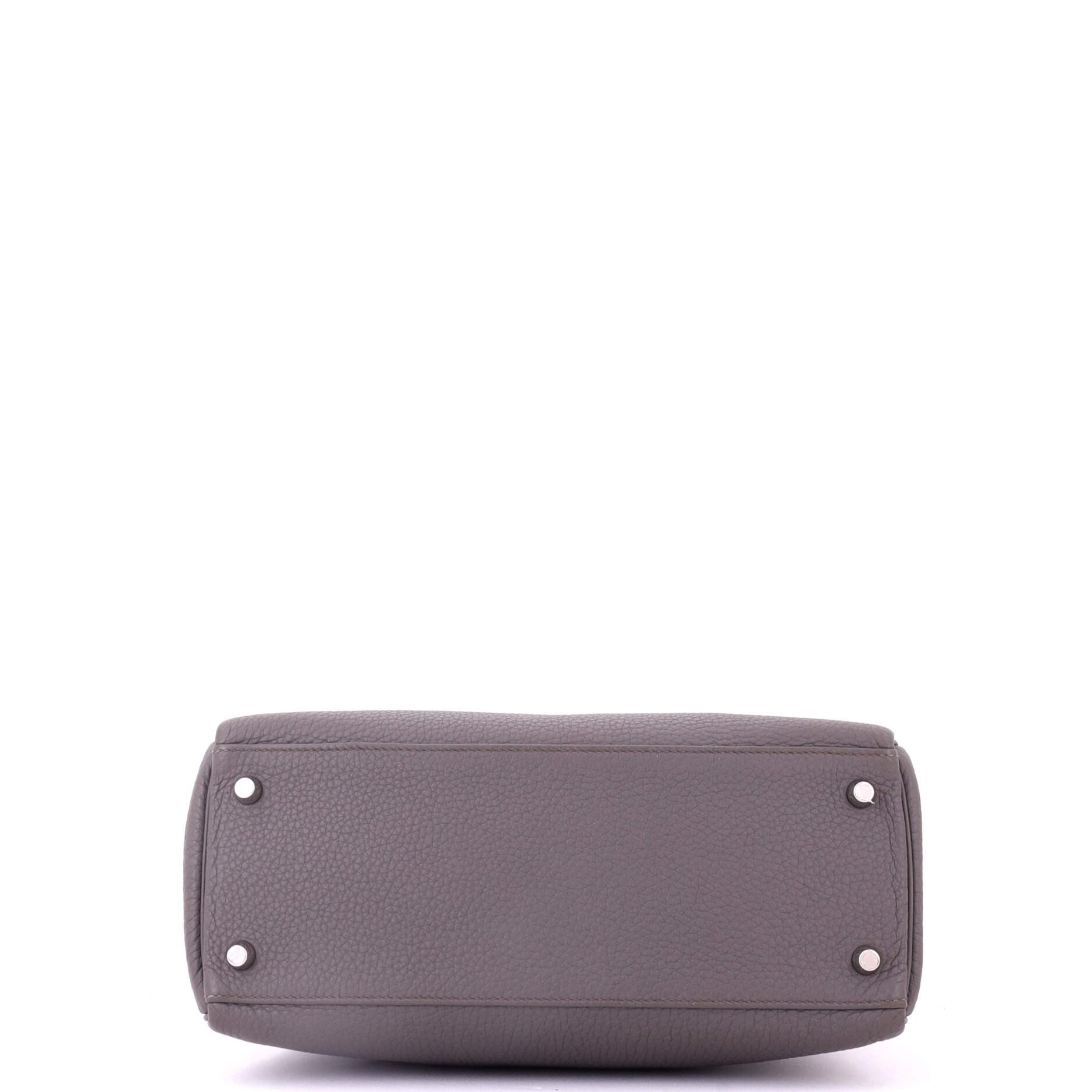 Pre-Owned Hermes Kelly Handbag Grey Clemence with Palladium Hardware 28, Alternate, color, Etain