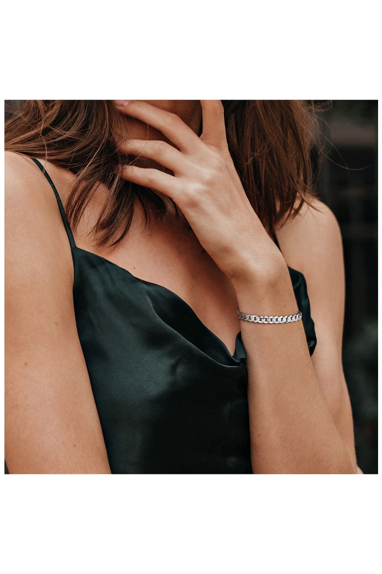 Diamond Cut Curb Chain Bracelet, Alternate, color, SILVER