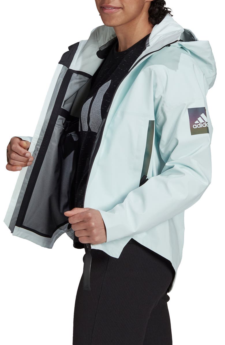 adidas MYSHELTER Waterproof Hooded Rain Jacket, Main, color, 